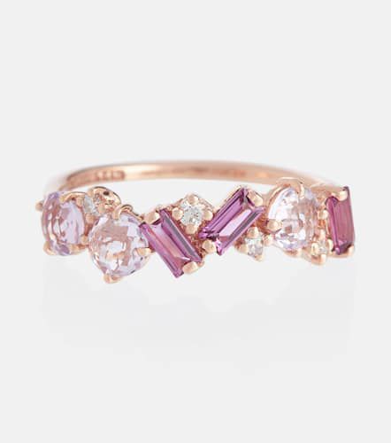 Amalfi 14kt rose gold ring with diamonds, rhodolite and amethyst - Suzanne Kalan - Modalova