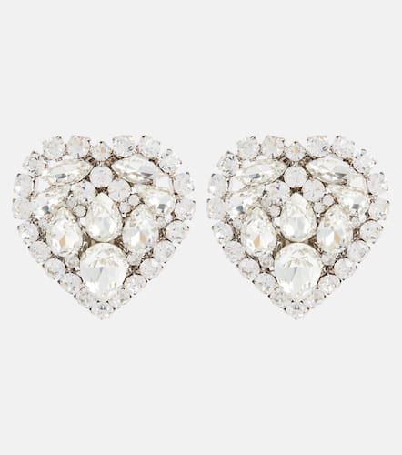 Heart crystal-embellished clip-on earrings - Alessandra Rich - Modalova