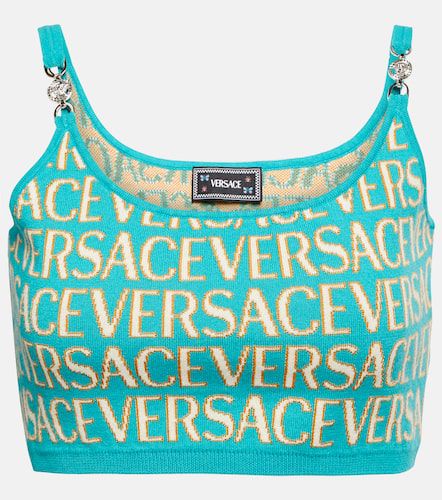 Allover Cropped-Top aus Strick - Versace - Modalova