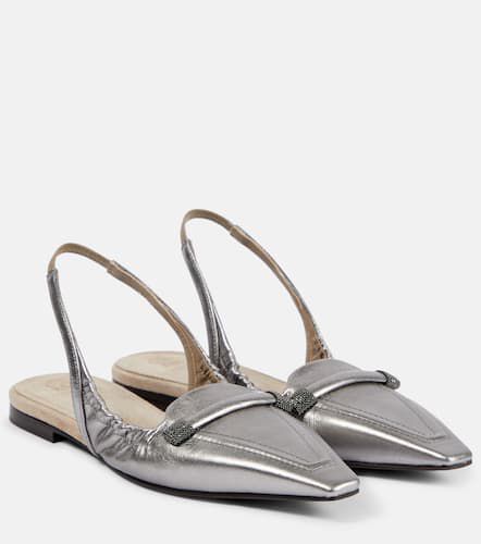 Slingback-Ballerinas aus Metallic-Leder - Brunello Cucinelli - Modalova