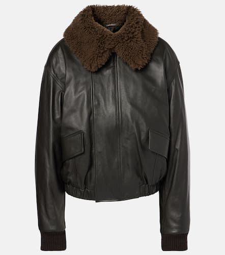 Giacca blouson in pelle con shearling - Lemaire - Modalova