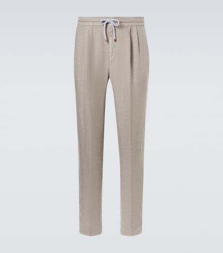 Pleated linen straight pants - Brunello Cucinelli - Modalova