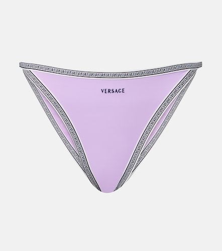 Slip bikini con logo ricamato - Versace - Modalova