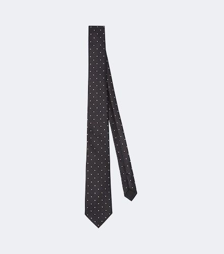 Polka-dot silk jacquard tie - Saint Laurent - Modalova