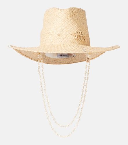 Logo faux pearl-embellished straw fedora - Ruslan Baginskiy - Modalova