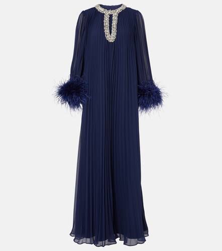 Tiered pleated feather-trimmed maxi dress - Self-Portrait - Modalova