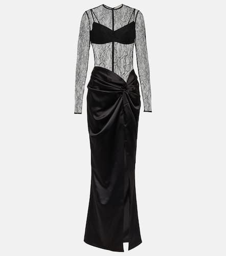 Draped lace and satin maxi dress - Rasario - Modalova