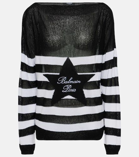 Balmain Pullover a righe con logo - Balmain - Modalova