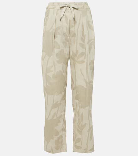 Printed linen tapered pants - Brunello Cucinelli - Modalova