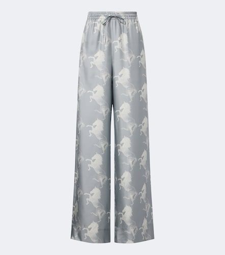 Pantalones anchos en satén de seda estampados - Stella McCartney - Modalova