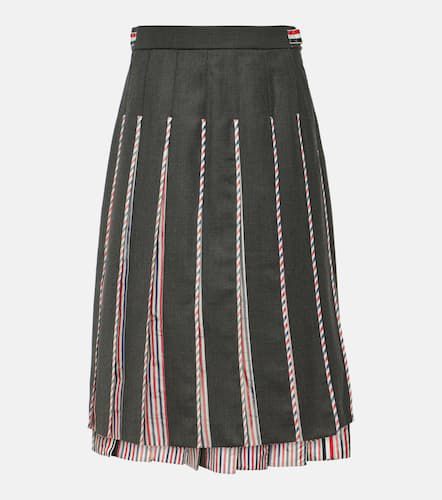 RWB Stripe pleated wool midi skirt - Thom Browne - Modalova