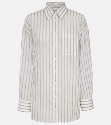 Oversized striped cotton and silk shirt - Brunello Cucinelli - Modalova