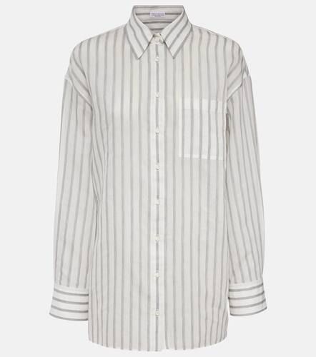 Oversized striped cotton and silk shirt - Brunello Cucinelli - Modalova