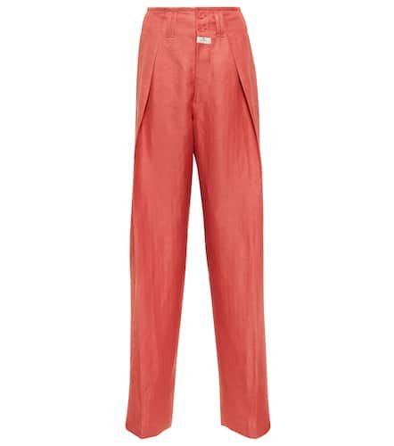 High-rise linen-blend straight pants - Etro - Modalova