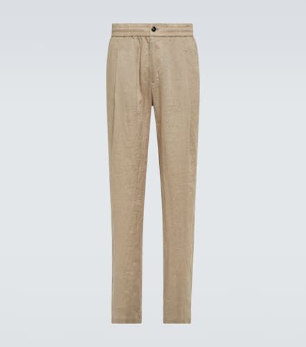 Pantalones chinos de lino plisados - Giorgio Armani - Modalova
