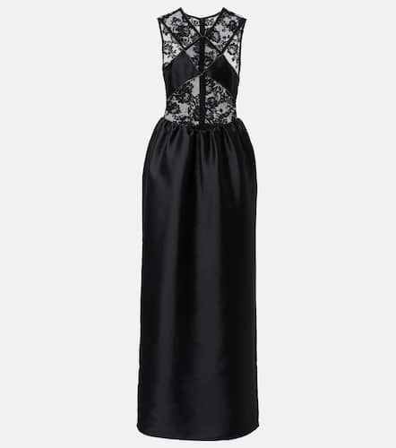 Floral lace-trimmed taffeta maxi dress - Self-Portrait - Modalova