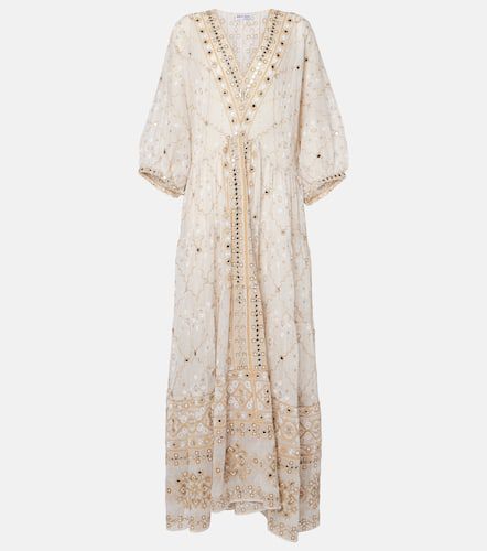 Printed embroidered cotton beach cover-up - Juliet Dunn - Modalova