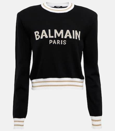 Pullover cropped in cashmere e lana - Balmain - Modalova