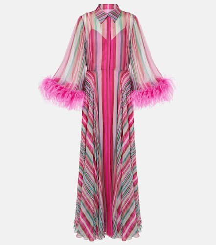 Feather-trimmed silk chiffon gown - Valentino - Modalova