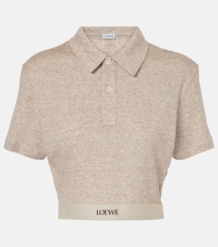 Top cropped in cotone e lana con logo - Loewe - Modalova