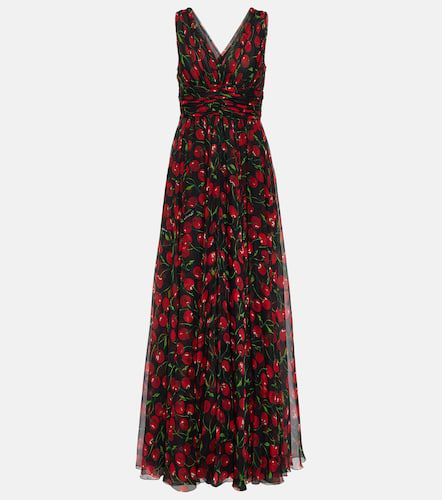 Cherry silk chiffon gown - Dolce&Gabbana - Modalova