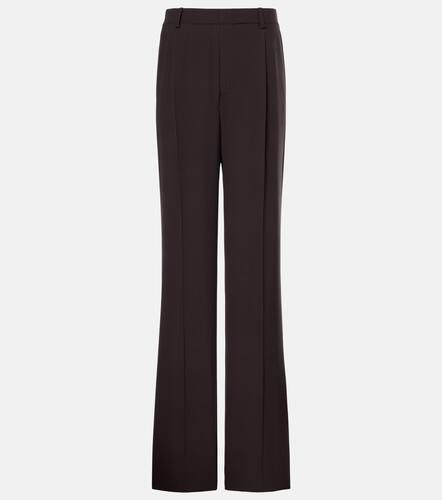 Pantalones rectos de crepé de seda de tiro alto - Saint Laurent - Modalova