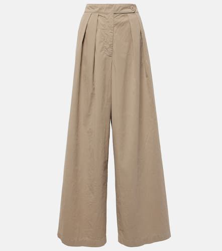 Pleated cotton wide-leg pants - Dries Van Noten - Modalova