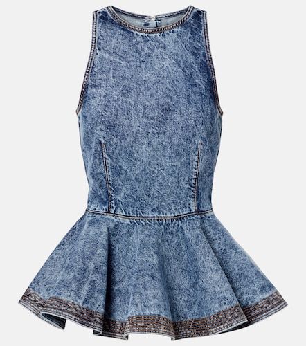 Alaïa Top de denim con péplum - Alaia - Modalova