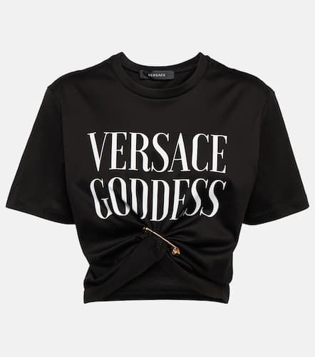 Versace T-shirt in cotone con logo - Versace - Modalova