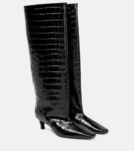 Croc-effect leather knee-high boots - Toteme - Modalova