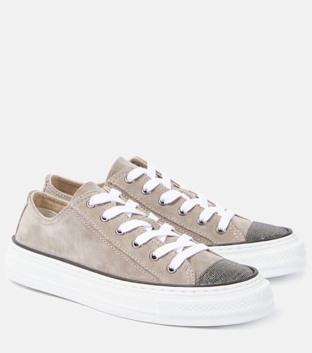 Embellished suede sneakers - Brunello Cucinelli - Modalova