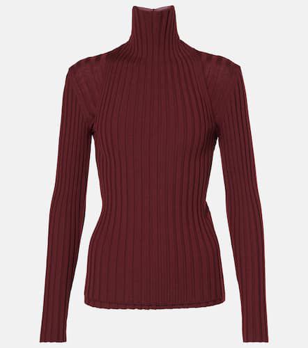 Ribbed-knit wool turtleneck sweater - Ferragamo - Modalova