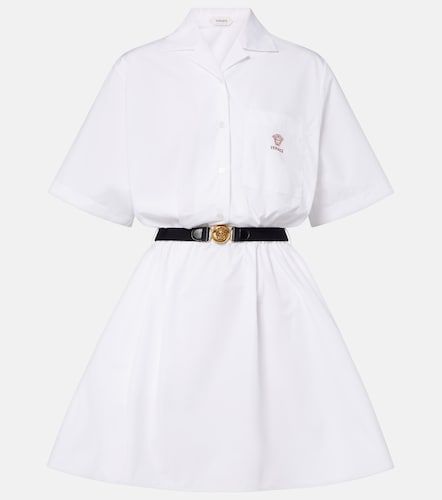 Belted cotton poplin minidress - Versace - Modalova