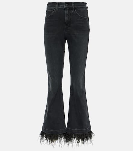Carson high-rise feather-trimmed flared jeans - Veronica Beard - Modalova