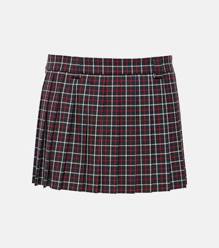 Checked pleated virgin wool miniskirt - Miu Miu - Modalova