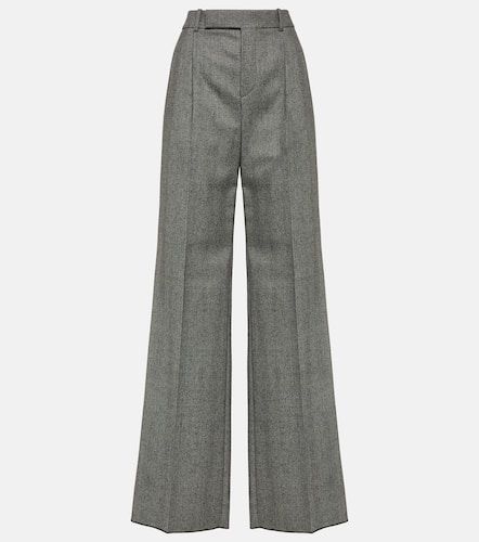 High-rise checked wool wide-leg pants - Saint Laurent - Modalova