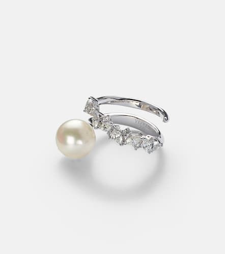 Pearlescent 18kt white gold ring with diamonds and pearl - Yeprem - Modalova