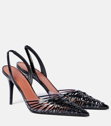 Lori 90 patent leather and PVC slingback pumps - Amina Muaddi - Modalova