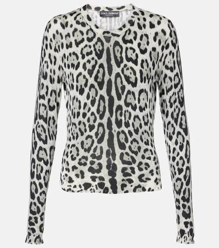 Pullover in seta con stampa animalier - Dolce&Gabbana - Modalova