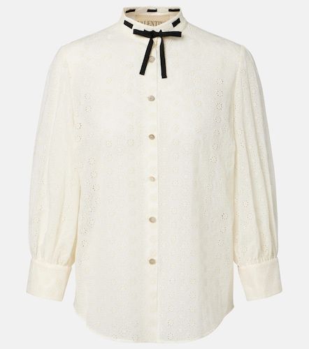 Camisa de popelín de algodón con bordado inglés - Valentino - Modalova
