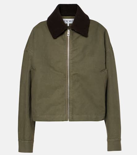 Giacca blouson in twill di cotone con shearling - Loewe - Modalova