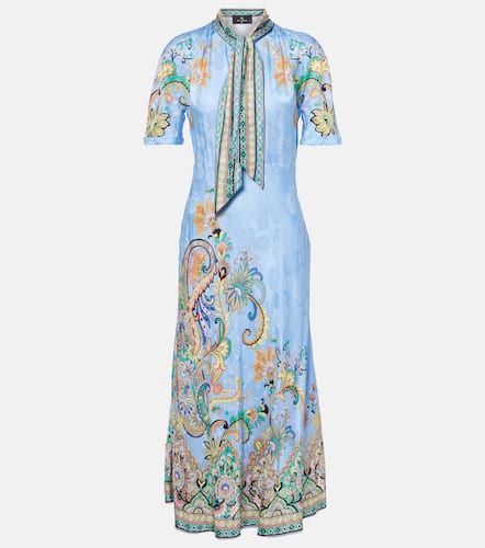 Vestido midi de satén con paisley - Etro - Modalova