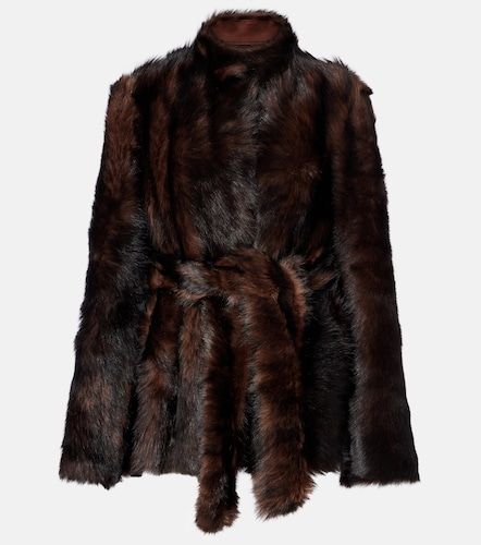 Elsa shearling wrap coat - Nour Hammour - Modalova