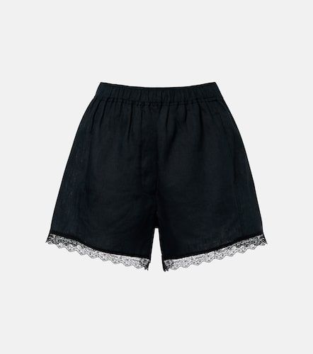 Ganni Lace-trimmed linen shorts - Ganni - Modalova