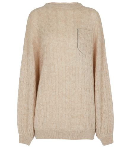 Cable-knit mohair and wool-blend sweater - Brunello Cucinelli - Modalova