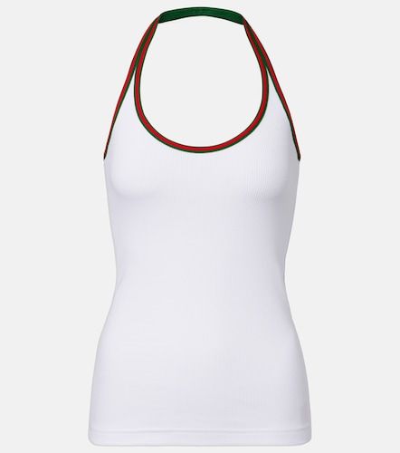 Web Stripe cotton-blend jersey top - Gucci - Modalova