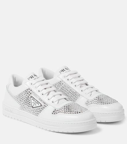 Crystal-embellished leather sneakers - Prada - Modalova