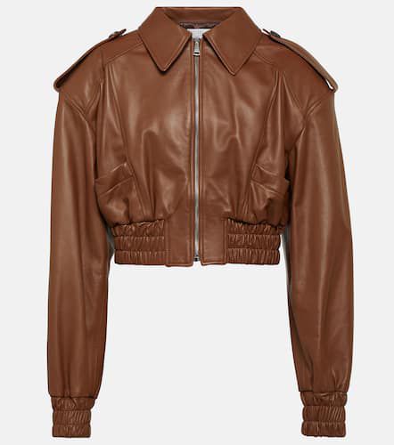 Cropped leather bomber jacket - Giuseppe di Morabito - Modalova
