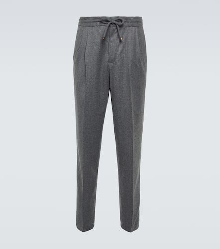 Virgin wool flannel tapered pants - Brunello Cucinelli - Modalova