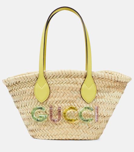 Bolso cesta Small de paja con logo - Gucci - Modalova